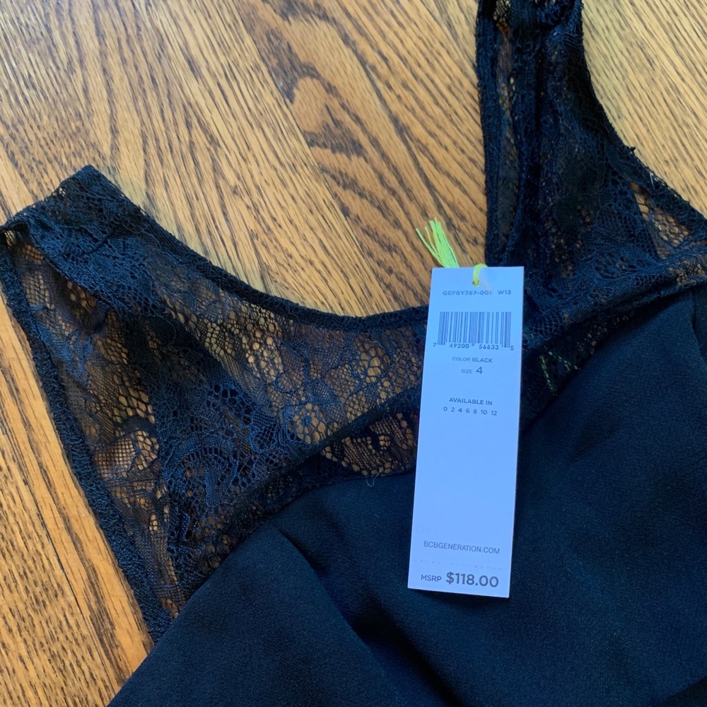 NWT Black BCBG Lace & Chiffon Dress - Size 4